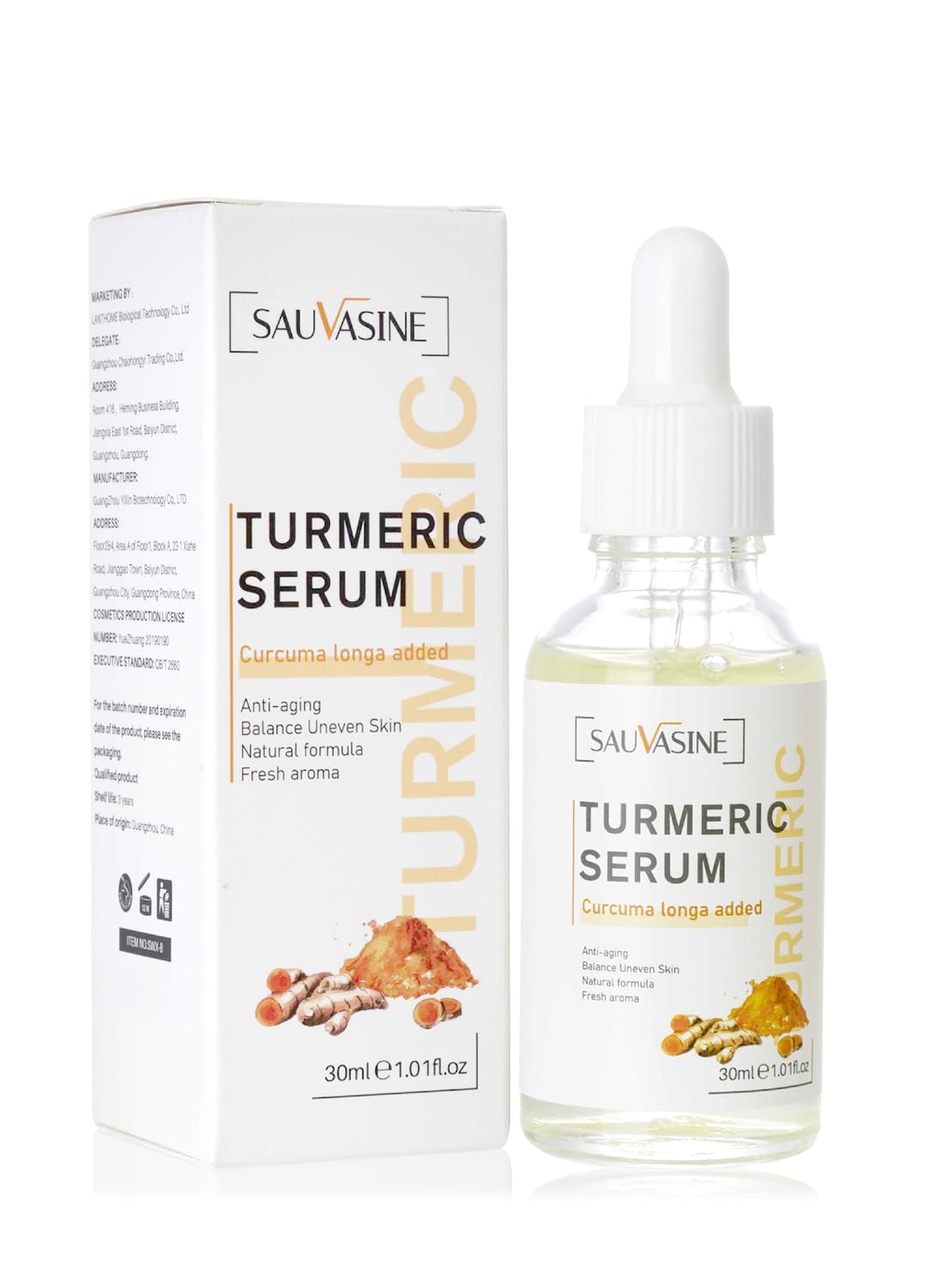 Turmeric Serum, Anti-Aging Anti Wrinkles Natural Turmeric Skin Brightening Serum, Moisturizing Turmeric Facial Repair Serum, Evens Tone, Clears Acne, Minimizes Pores Skin, Care for Face & Body 30ml