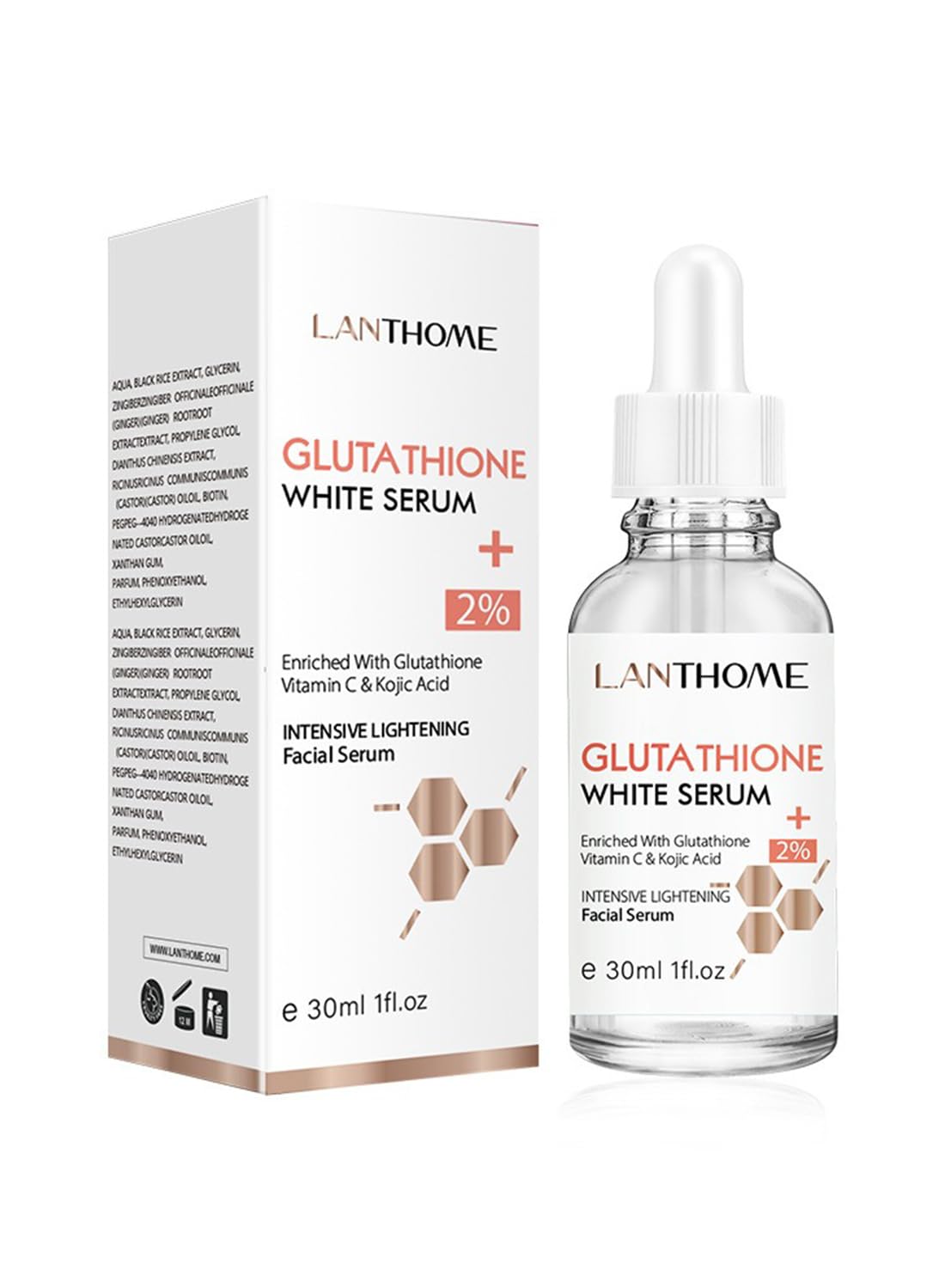 2% Glutathione Facial Serum, Whitening and Anti-Wrinkle Essence - 30ml