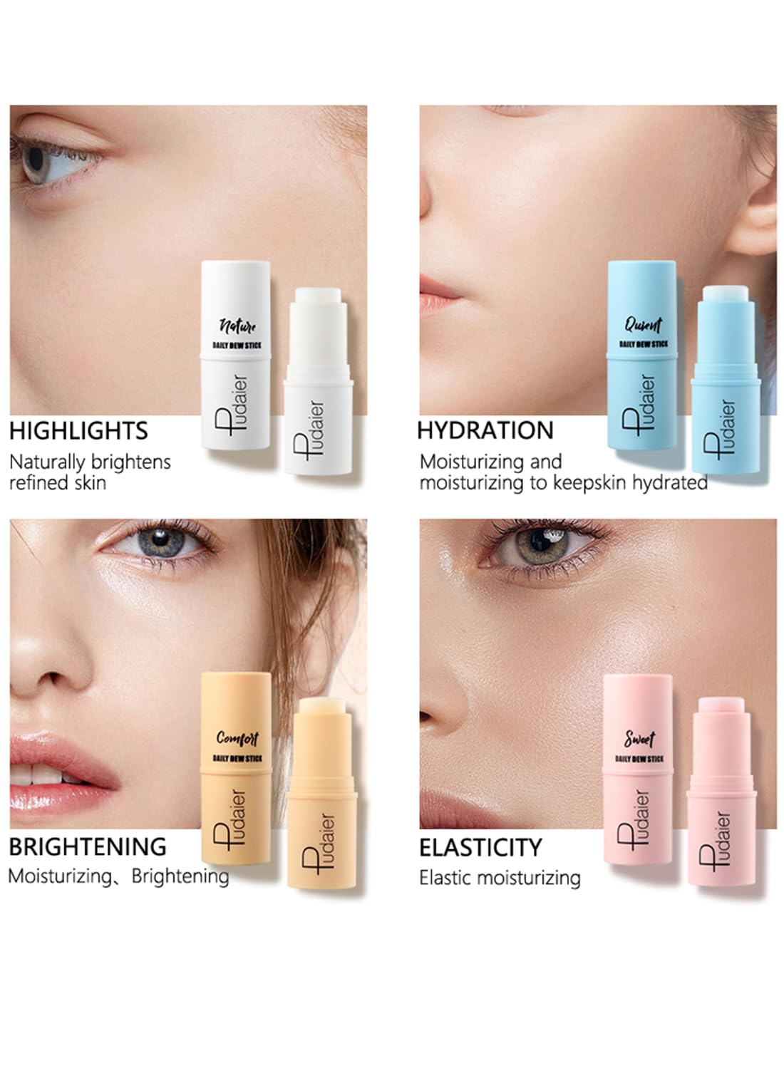Face Moisturizer Stick, Hydrating Moisturizing Multi Balm Stick, Instant Wrinkle Skin Care, Soothing Brightening Makeup Fairy Sticks, for Facial Skin Eye Lip & Body