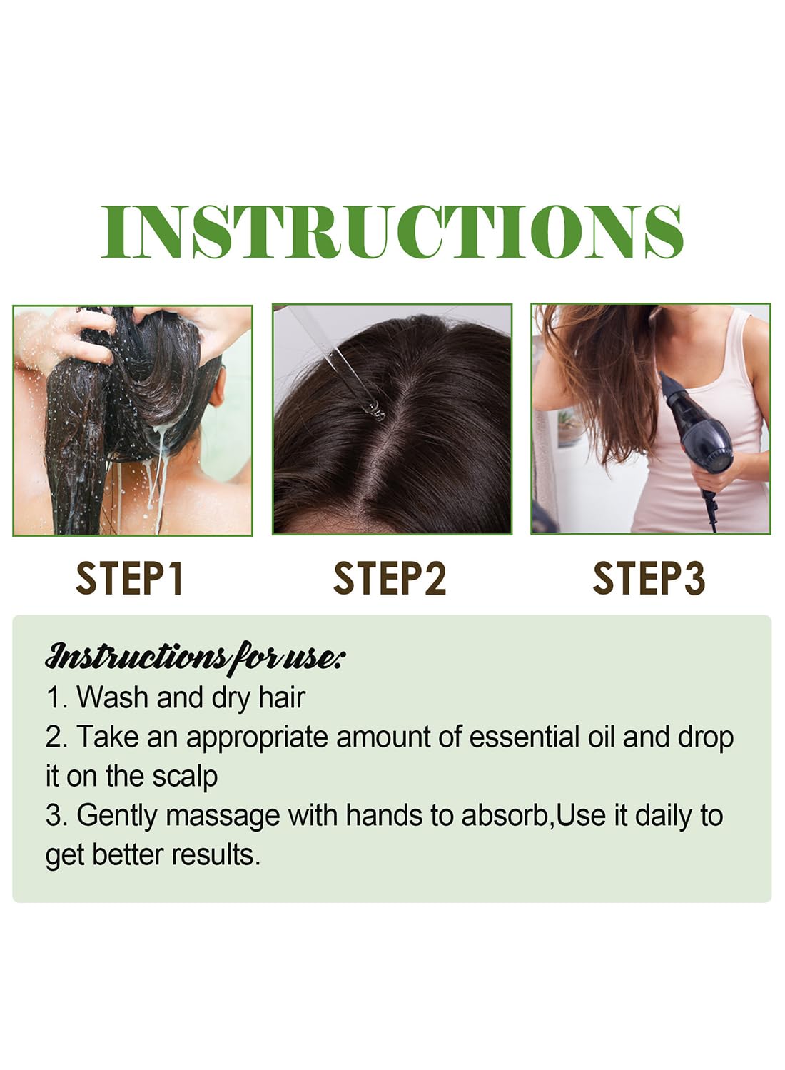 Hair Growth Oil 100% Natural Rosemary Hair Growth Essential Oil to Help Stimulate New Hair Growth and Strengthen Hair Follicles and Moisturize Scalp and Encourage Thicker Fuller Hair 60ml