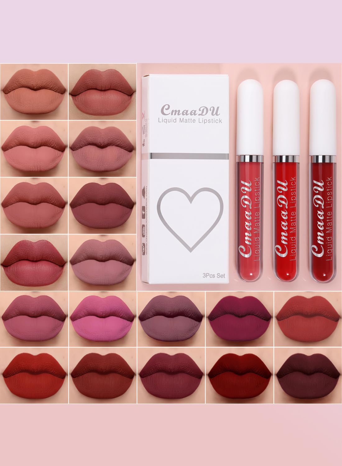 3Pcs Matte Liquid Lipstick Set