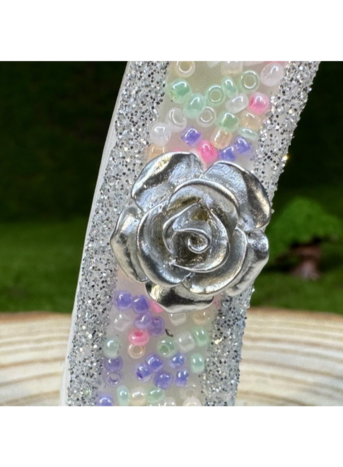 White Number Silver Flower Cake Candle