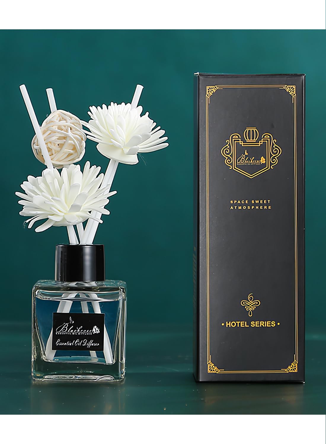 Reed Diffuser Set with Incense Diffuser Sticks, Long Lasting Natural Elegant Air Freshener, Home Fragrance Design Odor Elimination for Hotel Home Office and Gift 50ml
