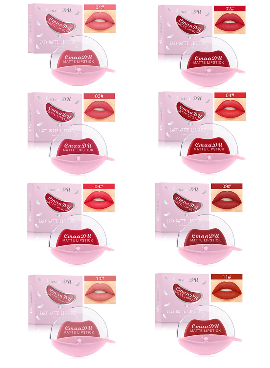 Matte Lipstick, Long Lasting High Pigmented Lip Shape Lazy Lipstick, Matte Velvet Non Sticky Lip Gloss, Waterproof Easy to Color Lazy Lip Makeup for Women