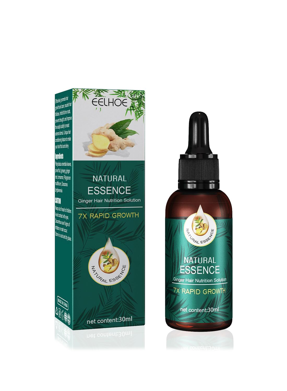 Natural Essence Ginger Hair Nutrition Solution, Ginger Hair Growth Serum, Non Greasy Hair Growth Oil to Prevent Hair Loss and Stimulate Hair Growth for Stronger, Thicker, Longer Hair 30ml