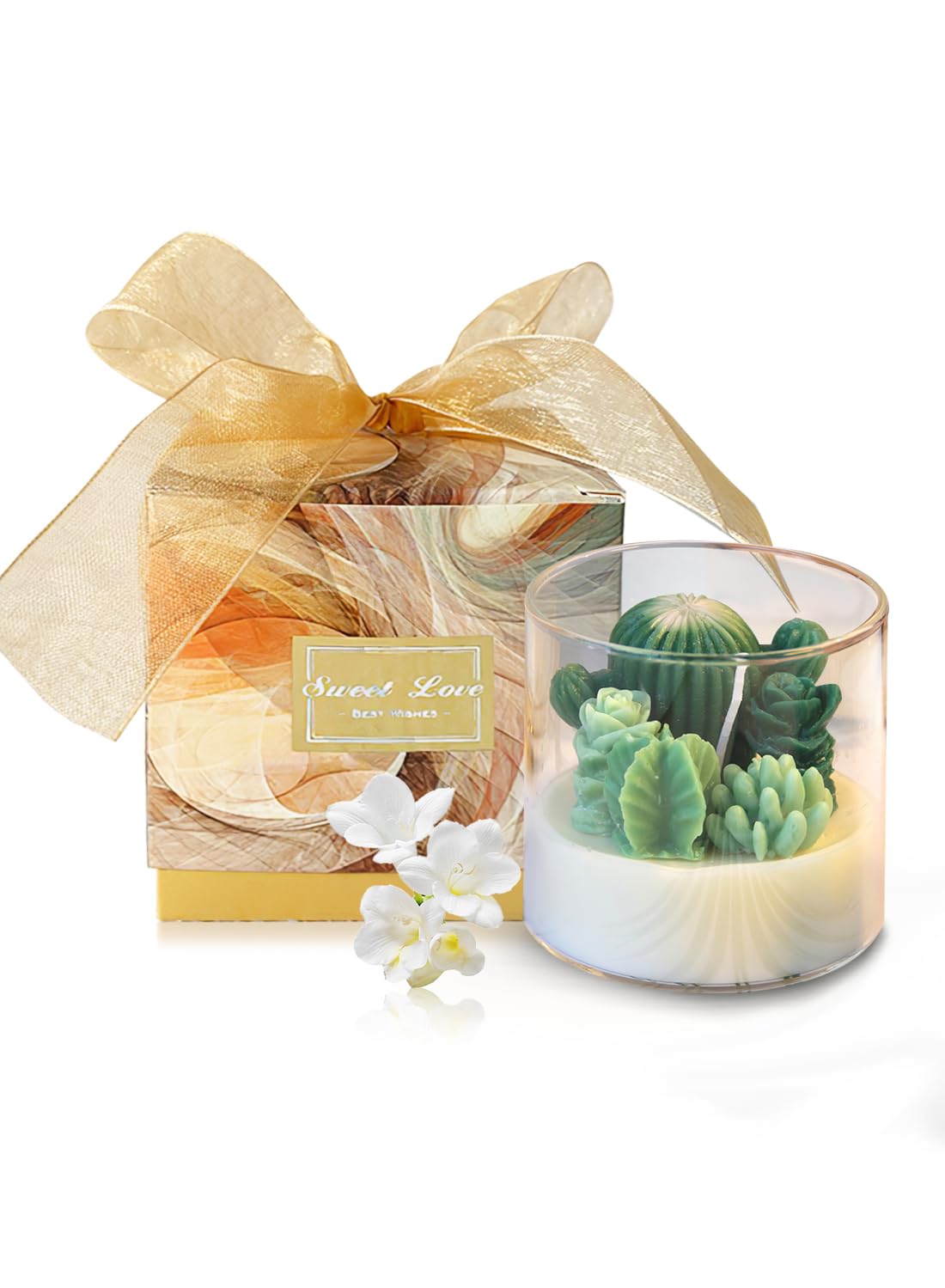 Succulent Scented Candles, Long Lasting Natural Lovely Scented Candles Gift Set, Mini Plants Candles for Spa Home Party Decors Wedding and Warm Gifts
