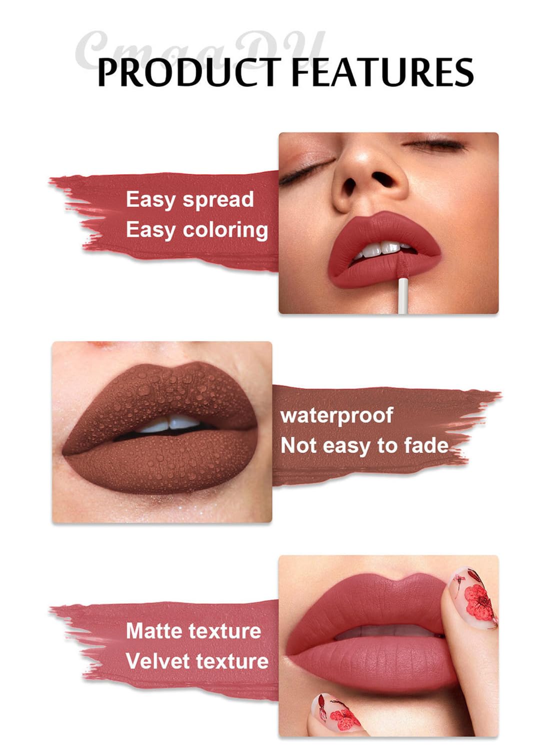 6 Colors Lip Gloss Set, High Pigmented Portable Multi Use Lipstick Liquid Gift Set