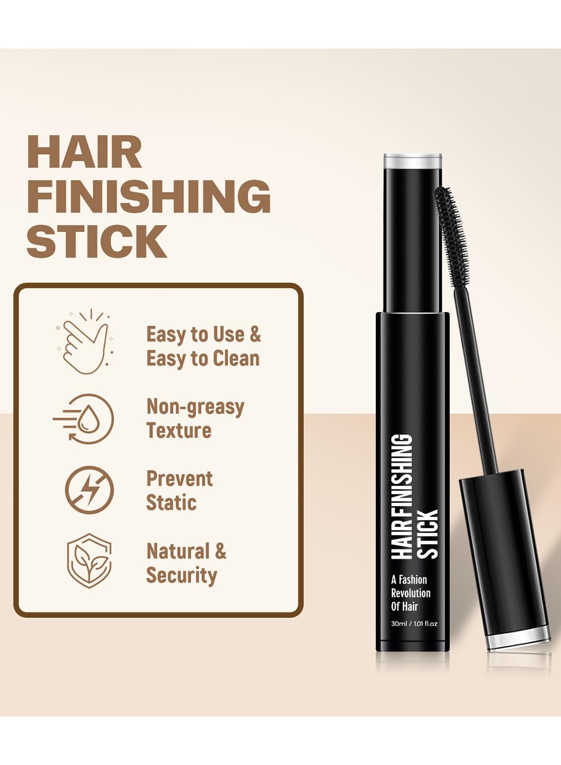 Hair Finishing Stick, Non Greasy and Non Sticky Small Broken Hair Finishing Cream, Refreshing Hair Wax Stick for Frizz & Flyaway, Hair Gel 30ml