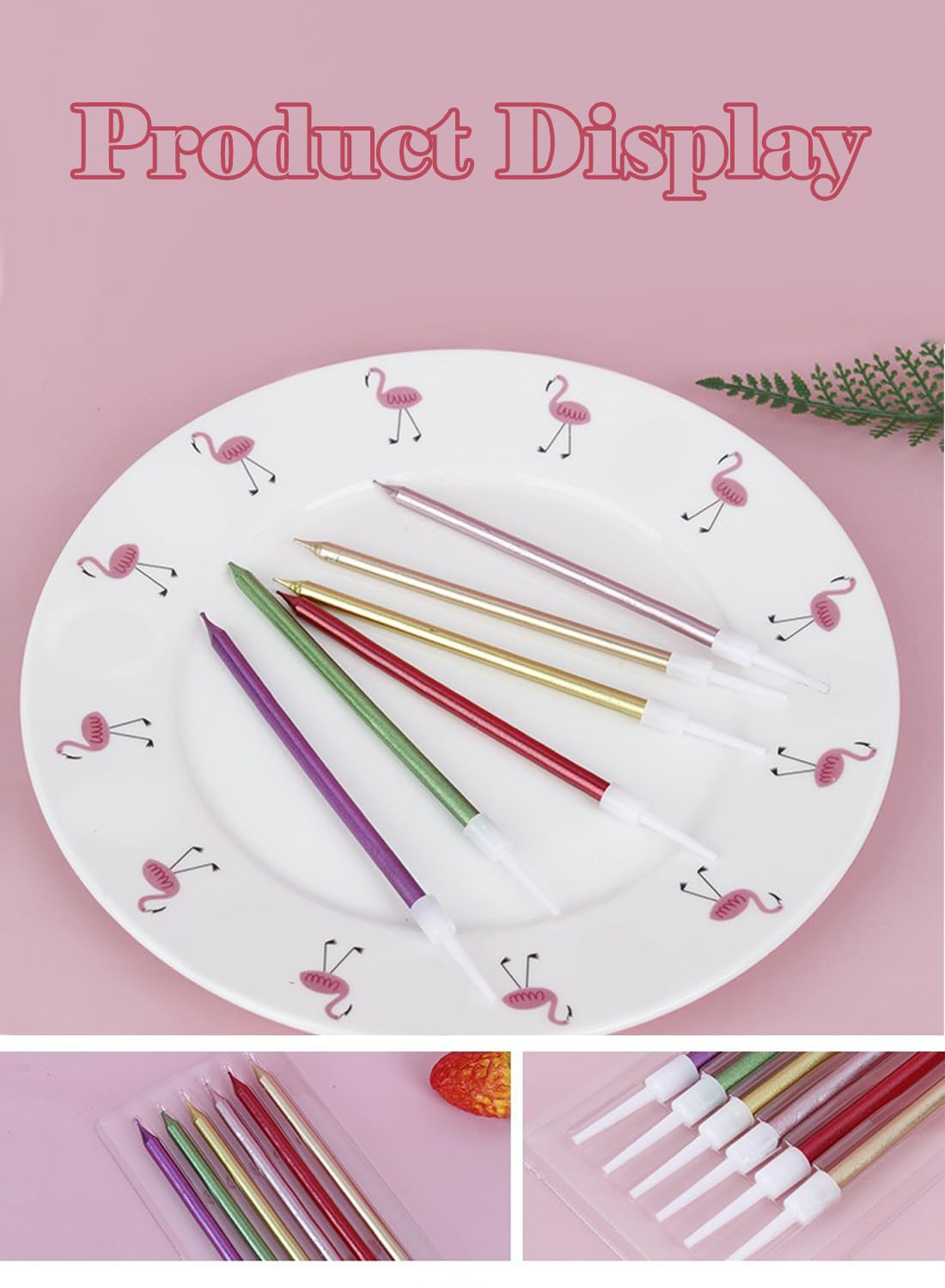 Long Thin Metallic Birthday Candles-6Pcs