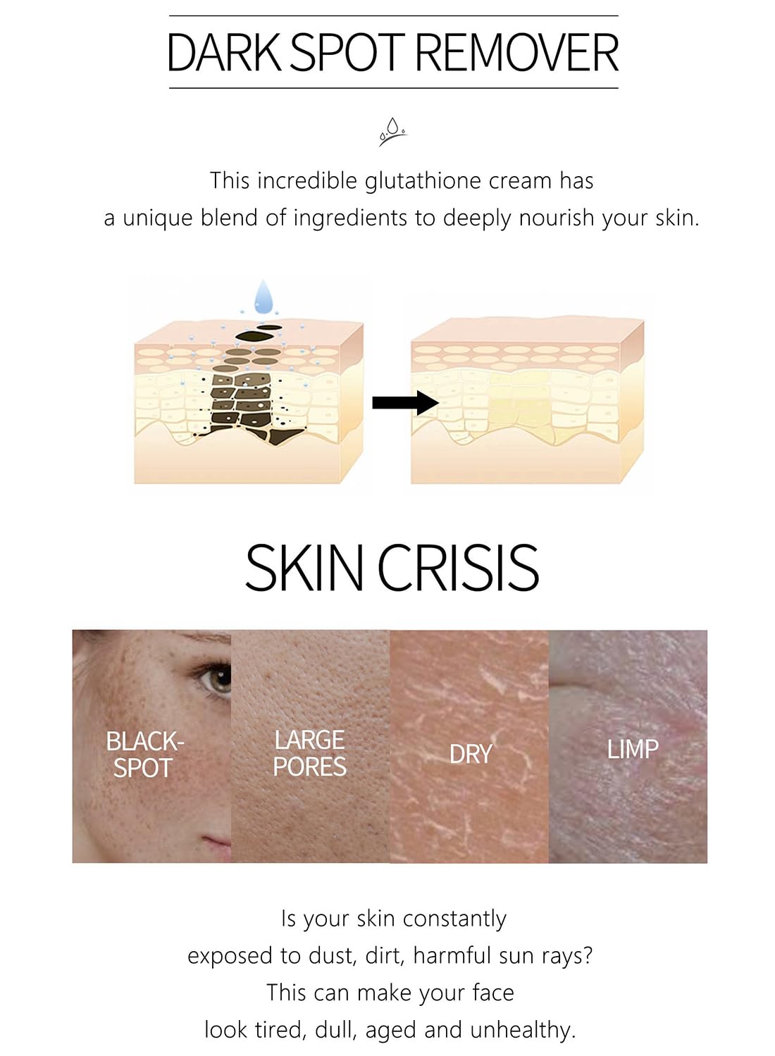 2% Glutathione Facial Cream, Whitening and Anti-Wrinkle Face Moisturizer, 20g