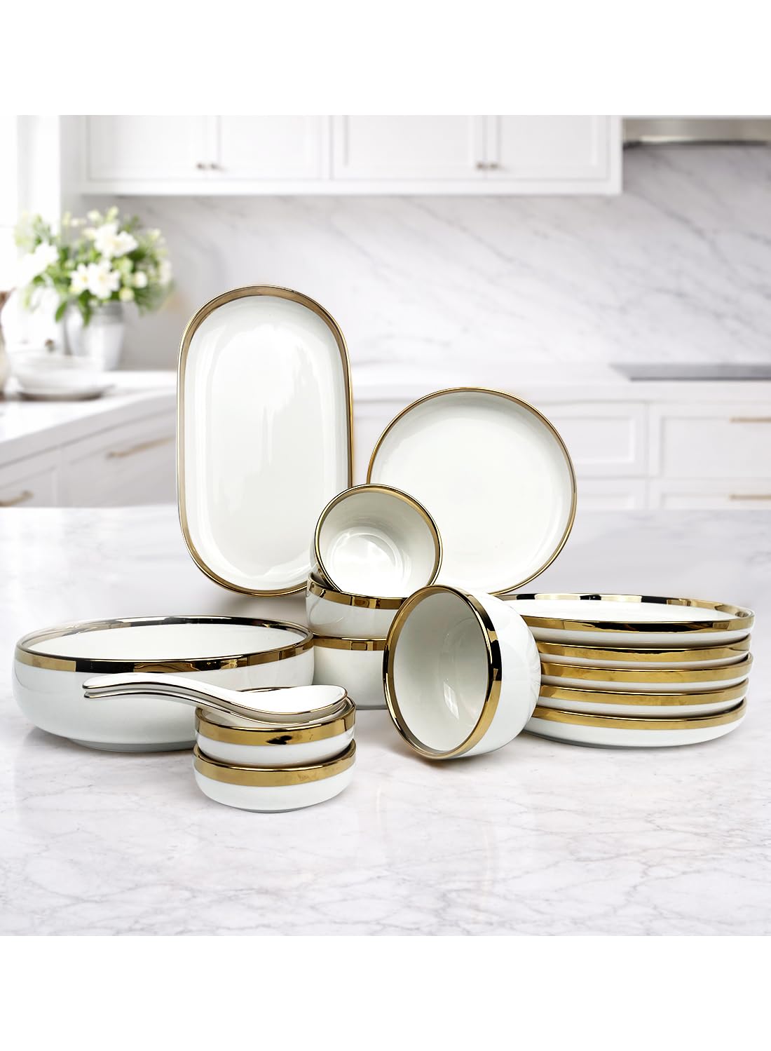 L&Wen 18Pcs Dinnerware Set