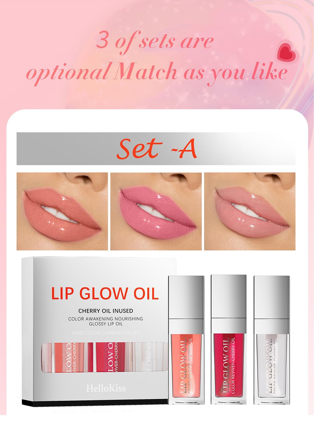 3Pcs Glossy Lip Oil Set
