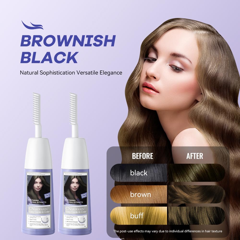 Natural Plant Bubble Hair Dye Kit with Comb, Long Lasting Pure Plant Extract for Grey Hair Color Bubble Dye, Easy to Use Hair Dye for Women Men 200ml