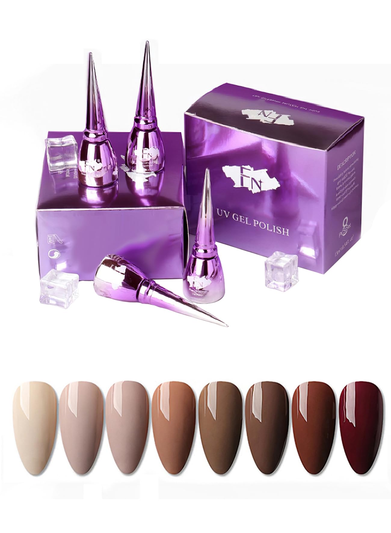 8 Colors Gel Nail Polish Set, Stylish Popular Nail Art, Gift Set for Women, for Wedding Party New Year Holiday
