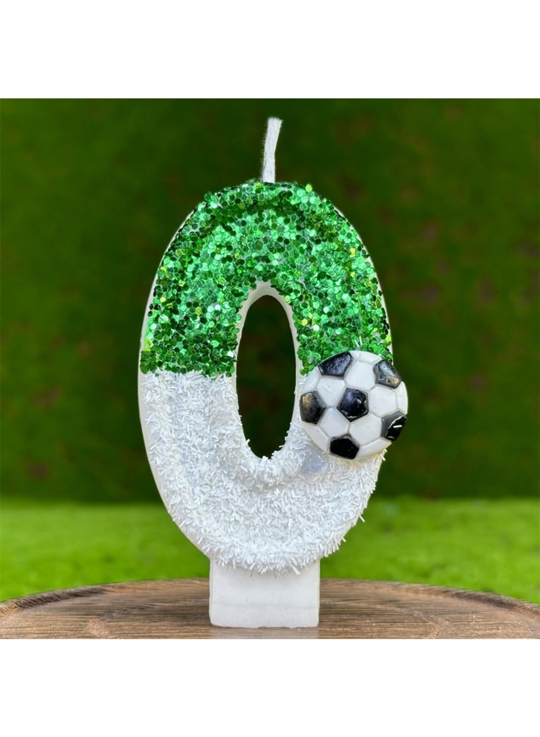 White Green Number Football Cake Candle