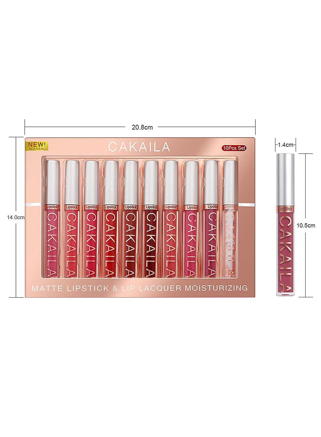 10Pcs Matte Liquid Lipstick Set Contains Smooth Lip Lacquer for Women