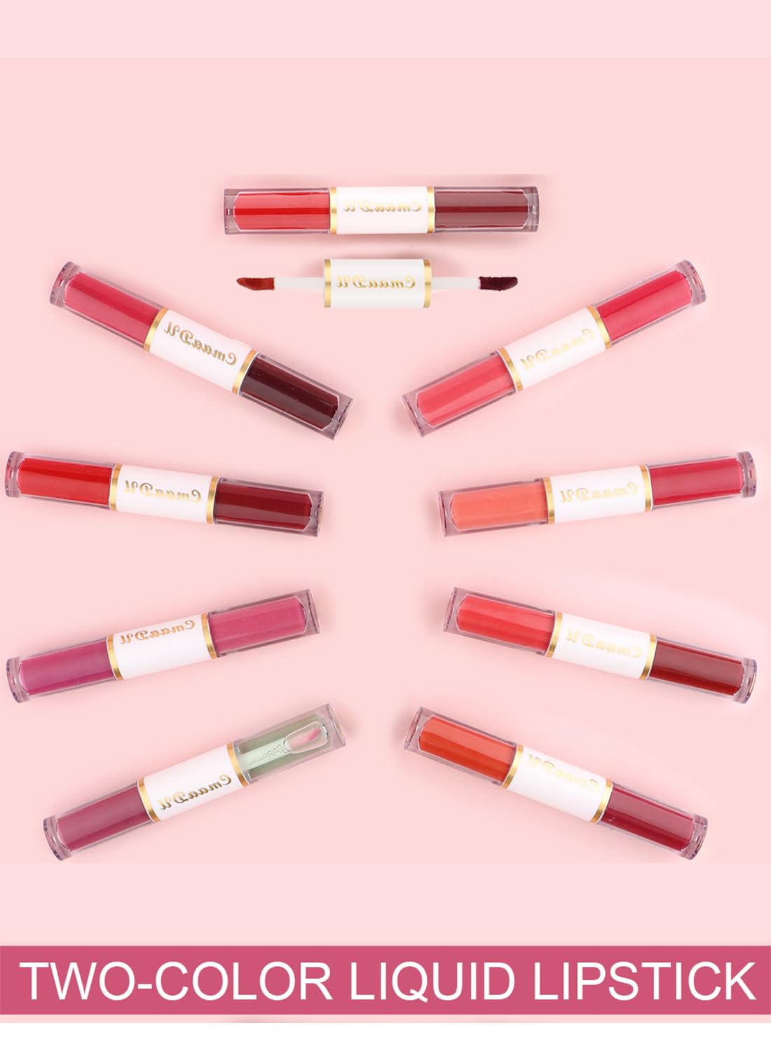 L&Wen Double Head Lip Gloss, Matte Velvet High Pigmented Liquid Lipsticks, Long Lasting Waterproof Lip Makeup for Women Dark Purple Clear 08#