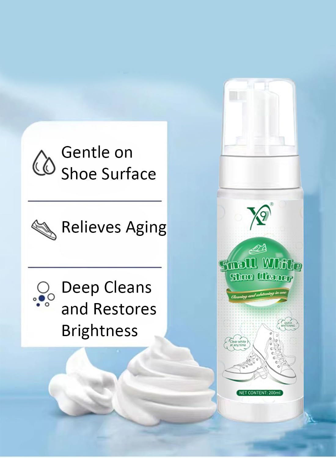 White Shoe Cleaner, Wet and Dry Shoe Cleaner Foam for Tennis Shoes, Canvas 200ml