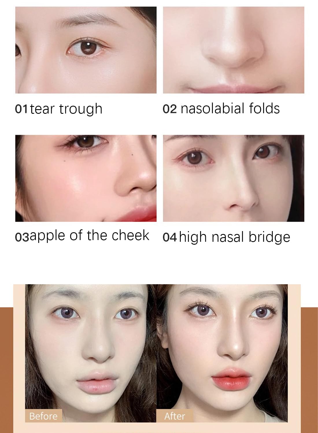 Liquid Contour Stick, Long Lasting Waterproof High Gloss Highlighter Stick, Blendable Lightweight Smooth Bronzer Stick for Face and Body Matte Finish
