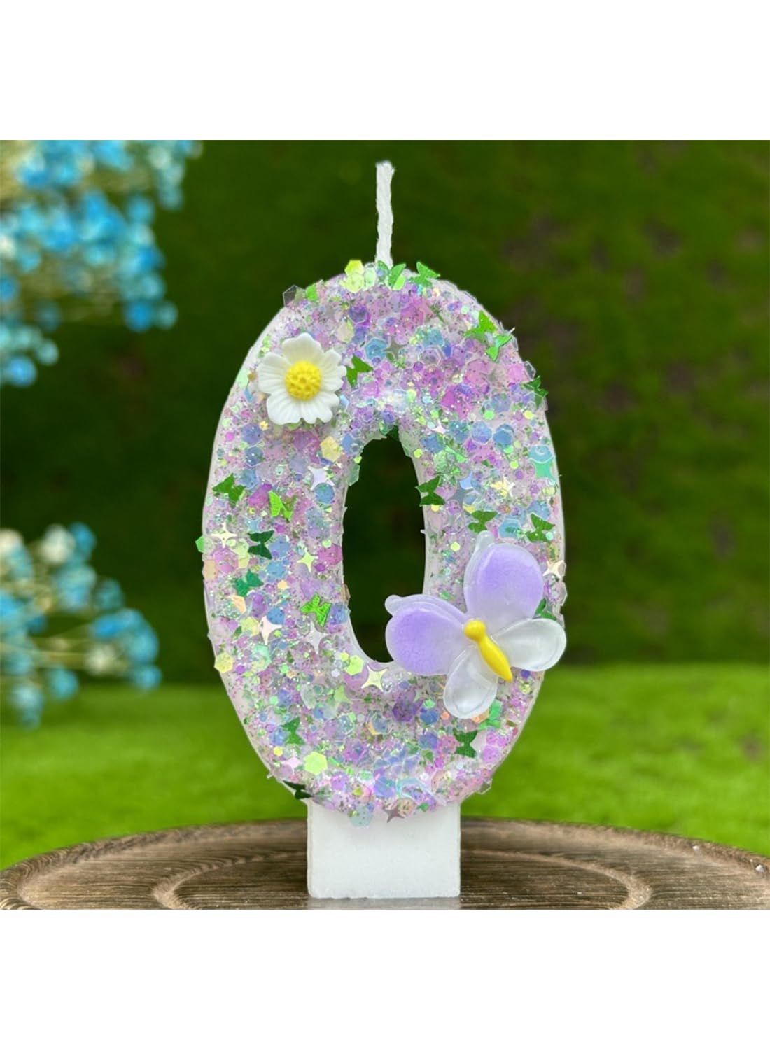 Colorful White Flower Number Cake Candle