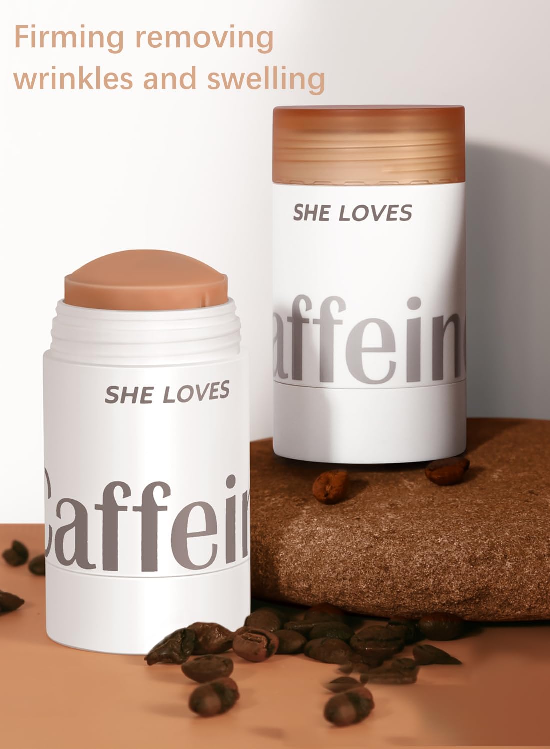 Firming Essence Stick with Caffeine, Anti-Aging Anti Puffiness Anti Dark Circles Face Moisturizer, Boosts Skin Radiance, Fades Fine Line, for Face and Neck 34g