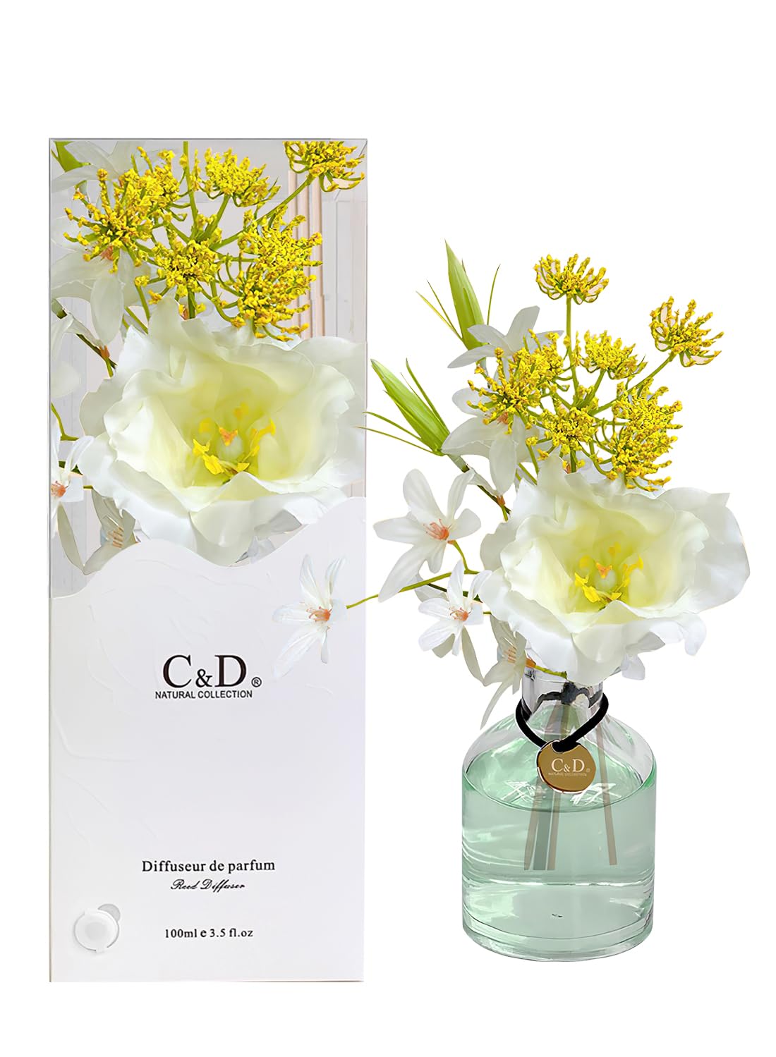 Flower Reed Diffuser Set, Premium Elegant Long Lasting Natural Scented Diffuser with Natural Plant Extracts, Scented Gift Set for Bedroom Bathroom Home Decor Office 100ml