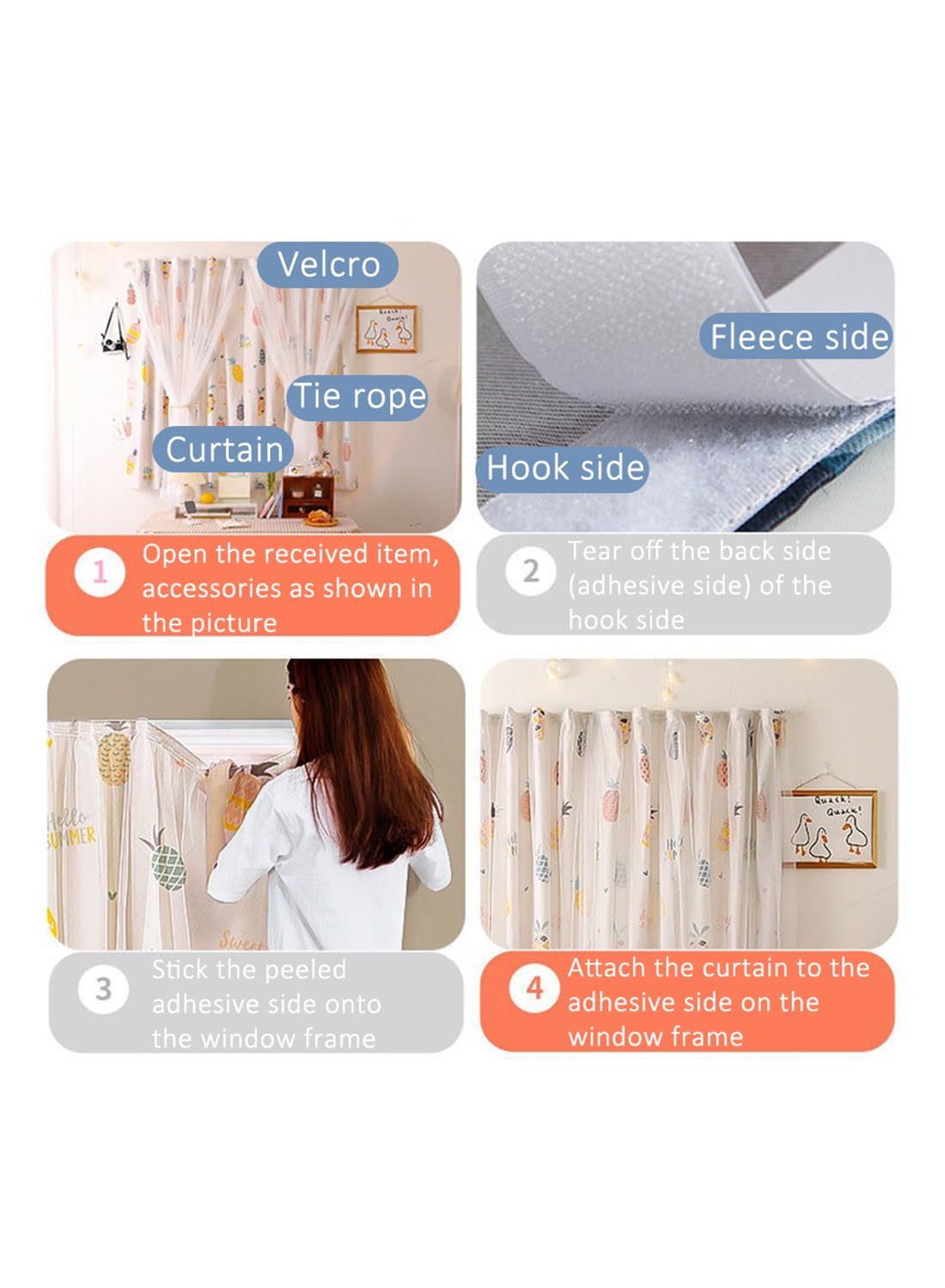 Velcro Double Layer Cartoon Pattern Blackout Curtains