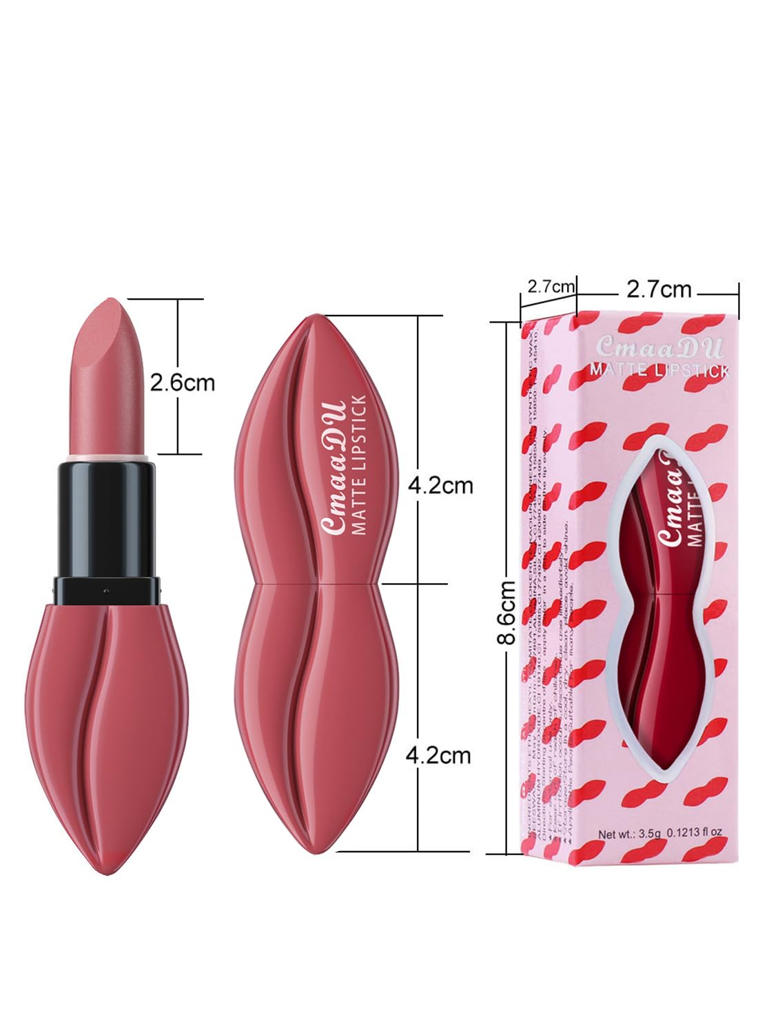 Matte Lipstick for Women, Long Lasting Waterproof Highly Pigmented Moisturizing Velvet Lip Gloss, Not Fade Lightweight Smudge Proof Lip Stain for Girls and Women - Red 07