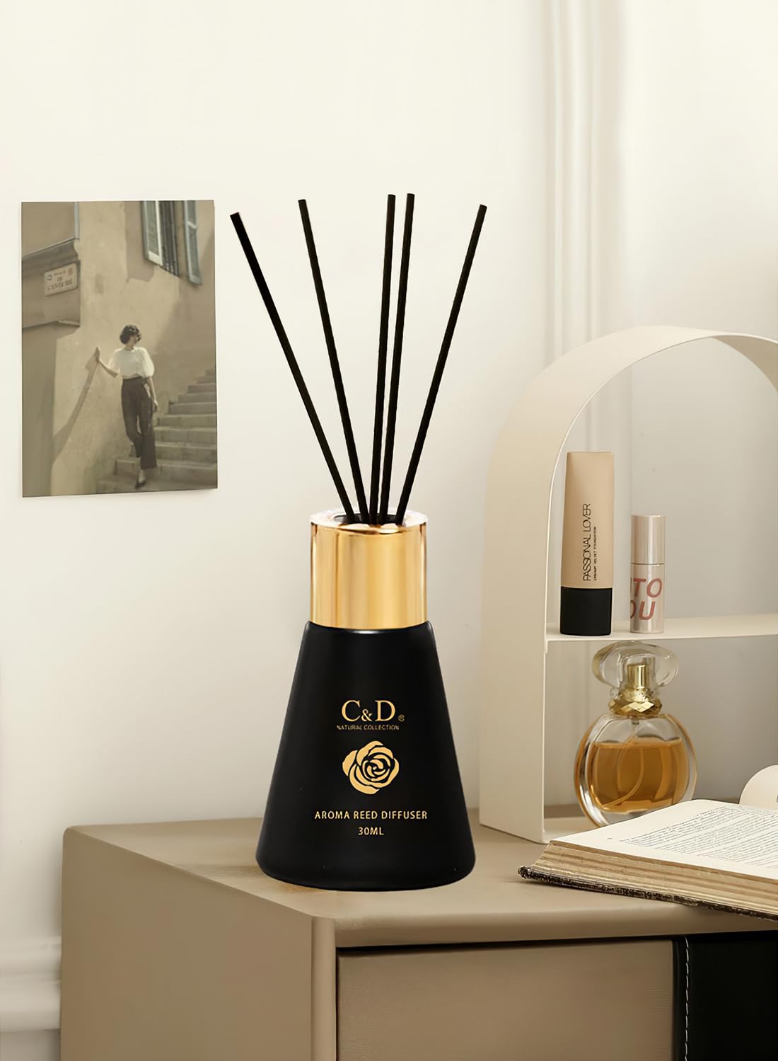 Reed Diffuser, Natural Classic Long Lasting Room Air Fresh Essential Oil Diffuser, Scented Gift Set, Scented Diffuser for Bathroom Bedroom Home Décor, Stress Relief 30ml