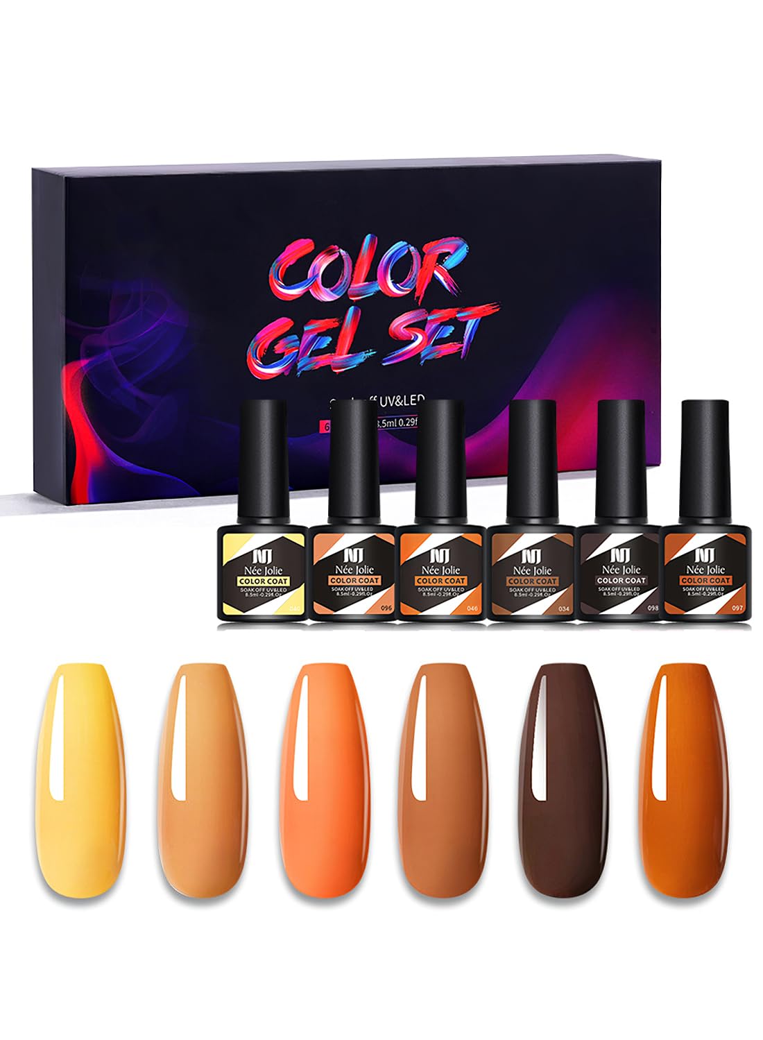 Gel Nail Polish Kit, 6Pcs Gel Nail Polish Kit, Soak Off UV LED Nail Lamp, Nail Art Design DIY Home Gifts for Women Girl