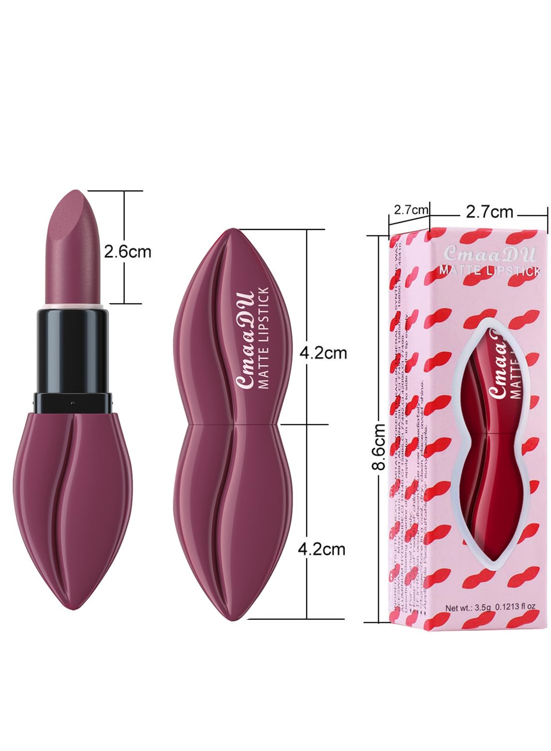 Matte Lipstick for Women, Long Lasting Waterproof Highly Pigmented Moisturizing Velvet Lip Gloss, Not Fade Lightweight Smudge Proof Lip Stain for Girls and Women - Purple 08
