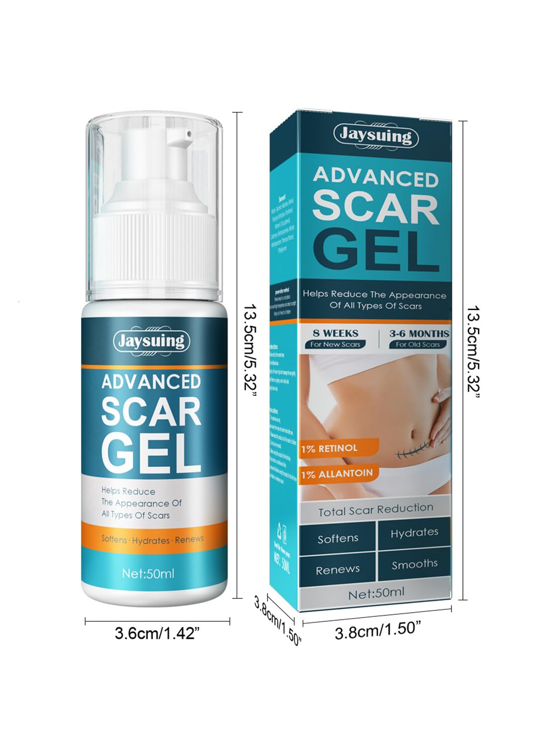 Jaysuing 100% Silicone Scar Gel, Effective Quick Acting Scar Removal Cream 50g