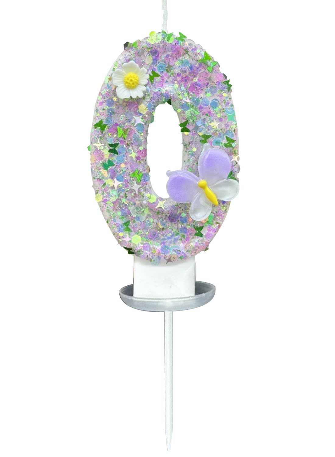 Colorful White Flower Number Cake Candle