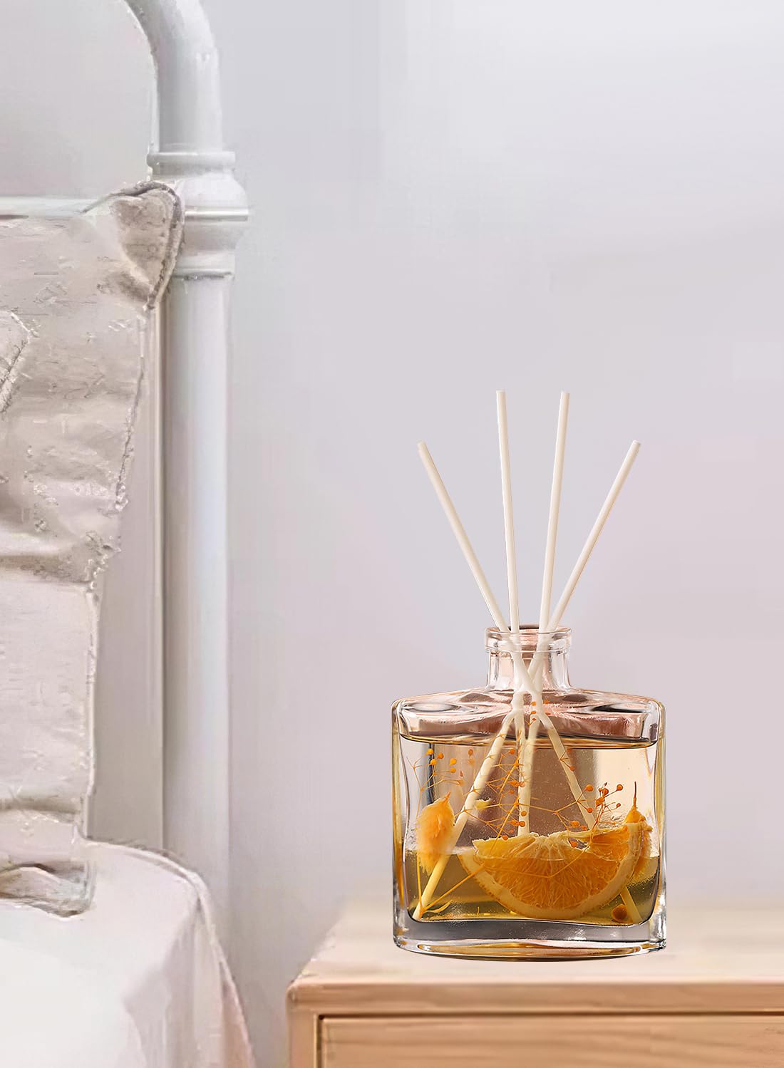Flower Reed Diffuser Set with Incense Diffuser Sticks and Preserved Flower, Elegant Home Fragrance for Home Decor, Living Room, Bathroom, Kitchen, Odor Elimination 120ml