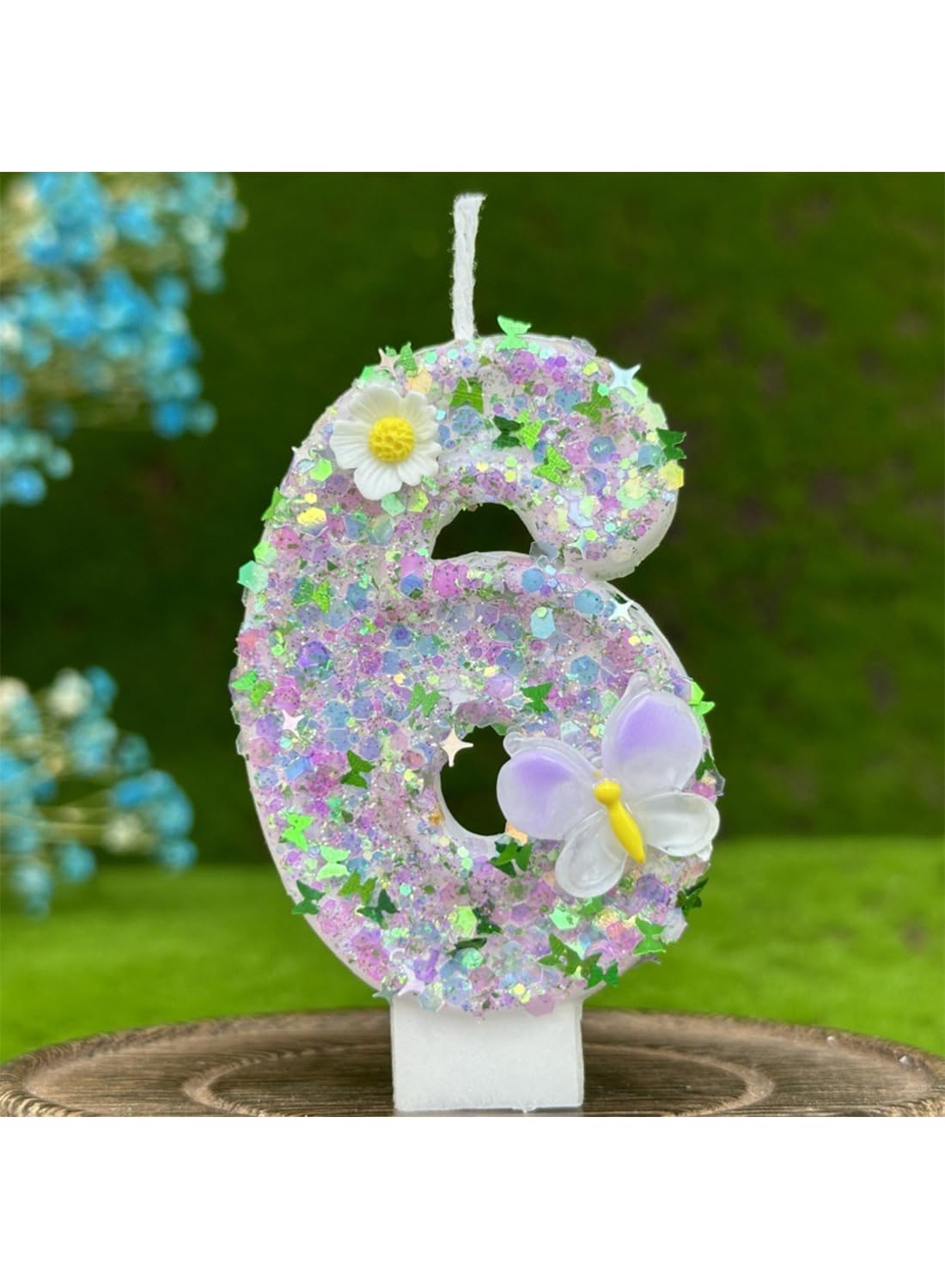 Colorful White Flower Number Cake Candle