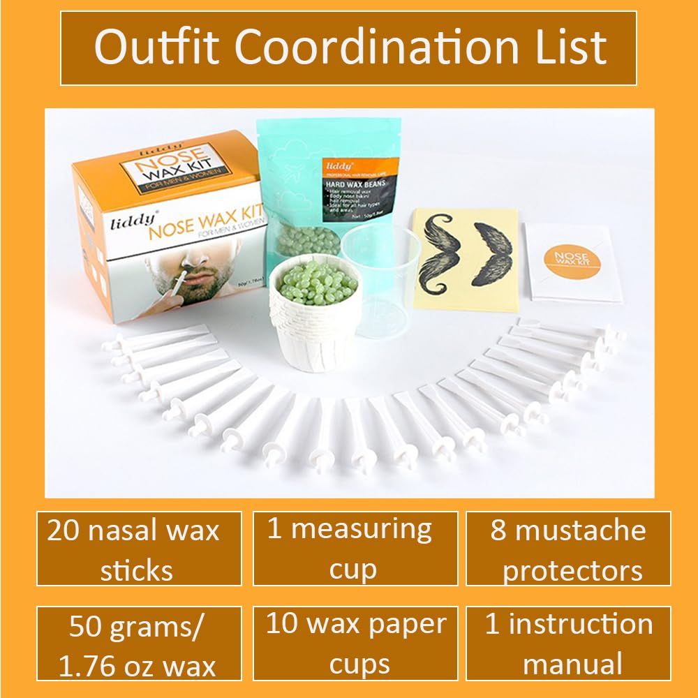 Nose Wax Kit for Men & Women, 20 Applicators, Instant Hair Remover Wax Kit