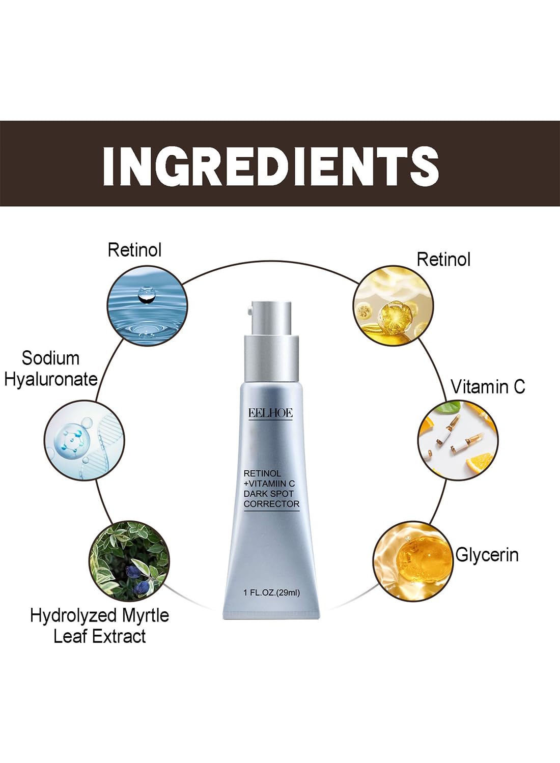 Dark Spot Remover Cream with Retinol and Vitamin C for Face and Body, 29ml