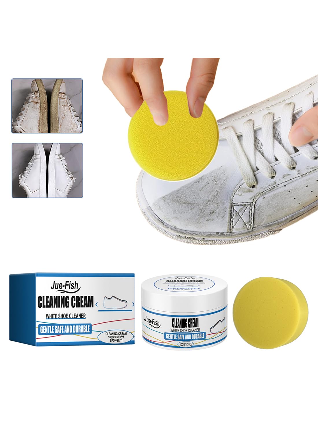 White Shoe Cleaner, Brighten Leather Shoes and Boots Sneaker Cleaner 100g