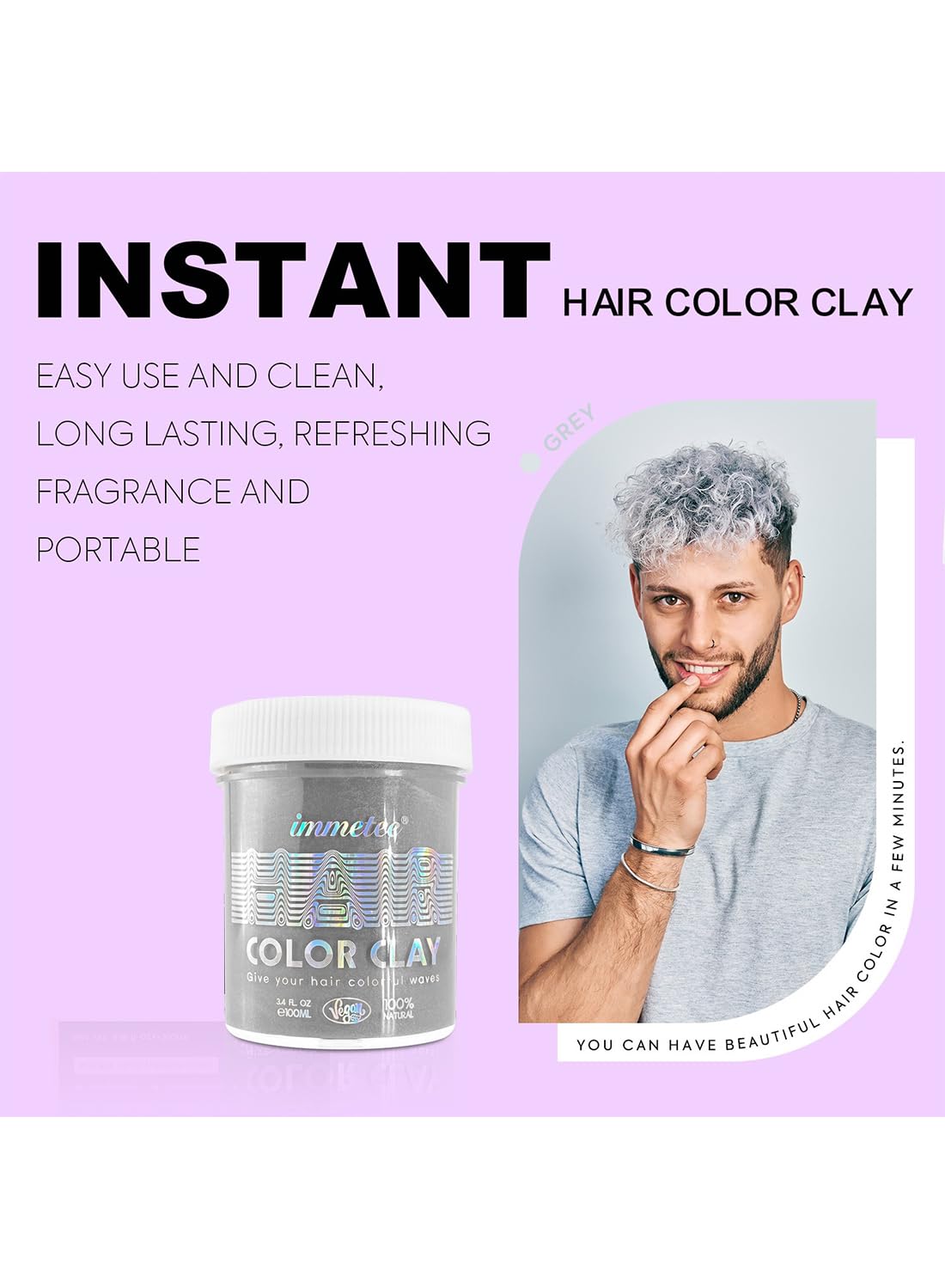 Temporary Hair Color Wax, Instant Hair Styling Clay, Safe Hair Wax Dye, Natural Washable Hair Styling Clay, Hair Dye Hair Color Wax Pomades for Cosplay, Party 100ml