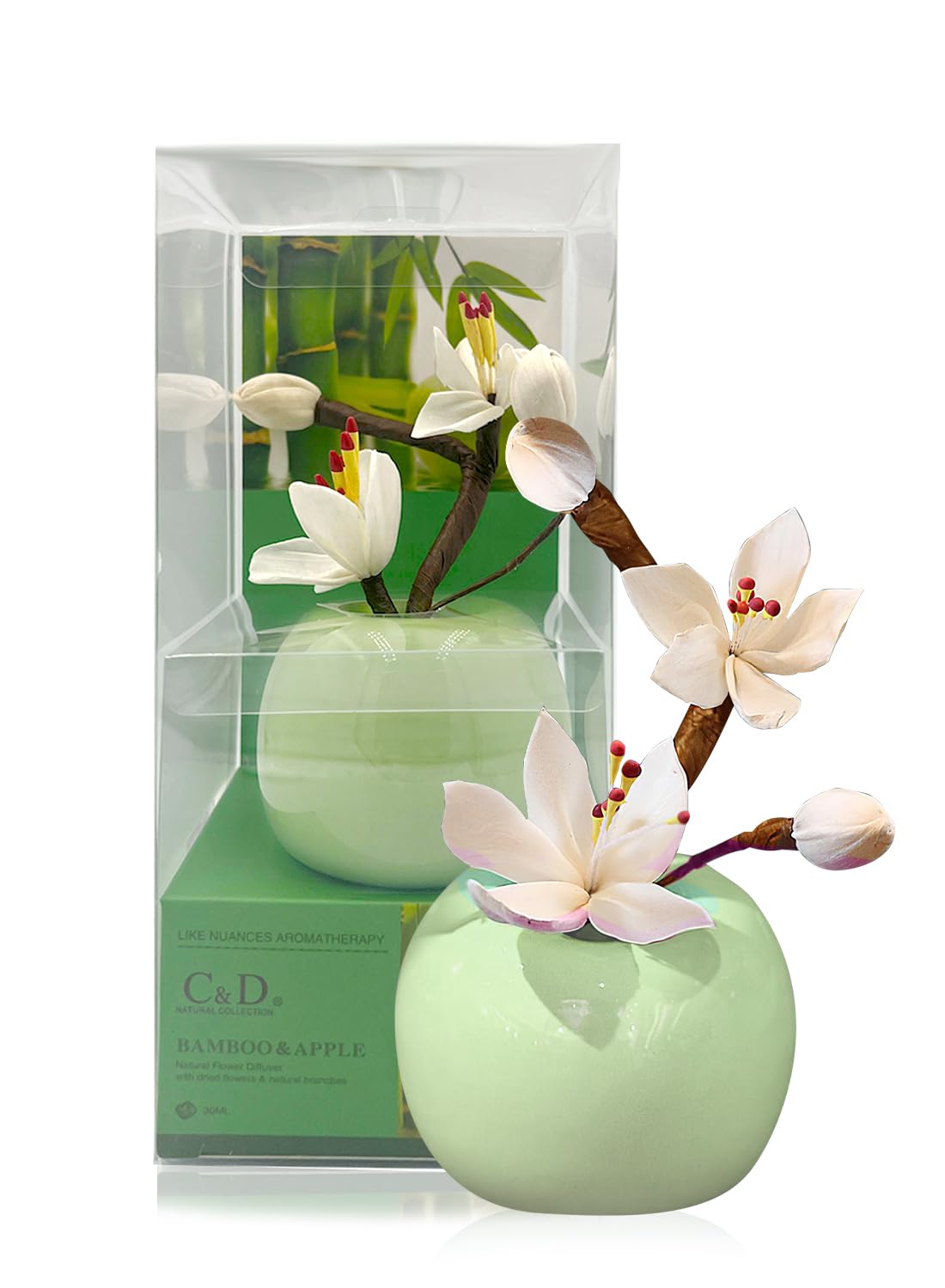 Natural Car Diffuser with Anti-Slip Pad, Long Lasting Scented Reed Diffuser, Aromatherapy Diffuser Gift Set for Room Bathroom Office Car Decor, Air Fresheners, Stress Relief 30ml