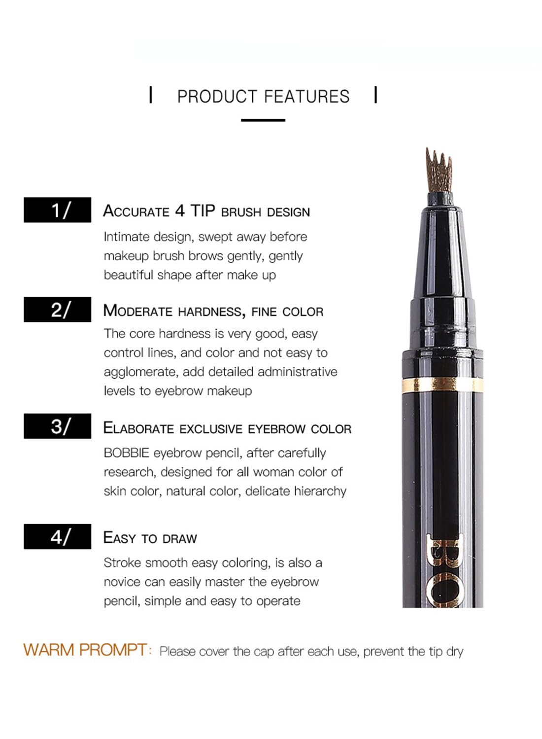 3 in 1 Four Tip Eyebrow & Liquid Eyeliner & Mascara Kit, Natural Waterproof Long Lasting Eye Makeup Set, Non Clumping, Lengthening, Curling, Quick Drying Makeup Salon Set for Women