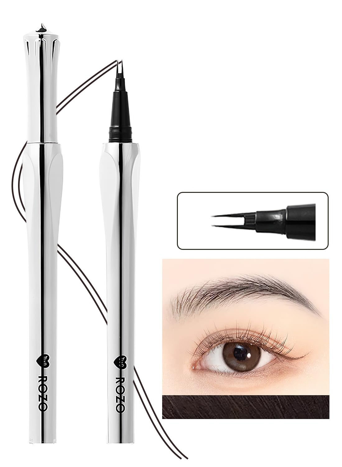 Eyebrow Pen with Micro-Fork Tip, 2 Tip Microblade Eyebrow Pen, Waterproof Smudgeproof Long Lasting Brow Contouring Pencil, Create Natural Brows