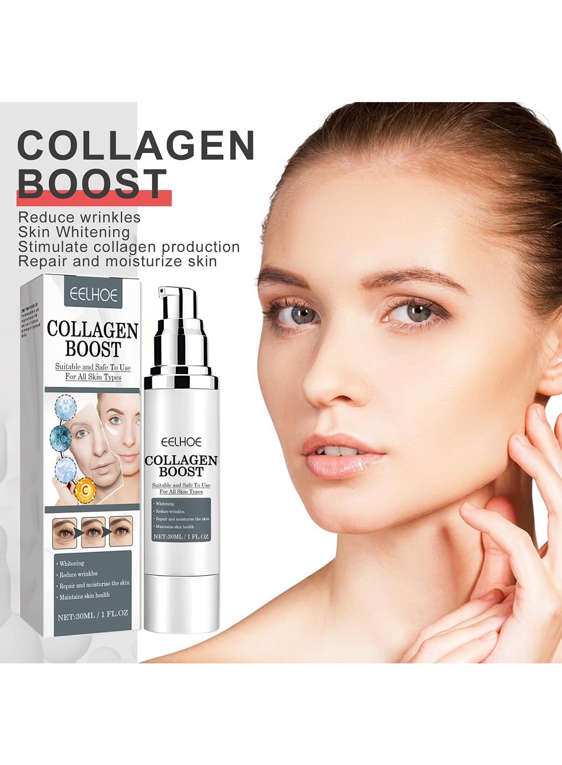 Collagen Boost Anti-Wrinkle Cream, Brightening Facial Cream, 30ml