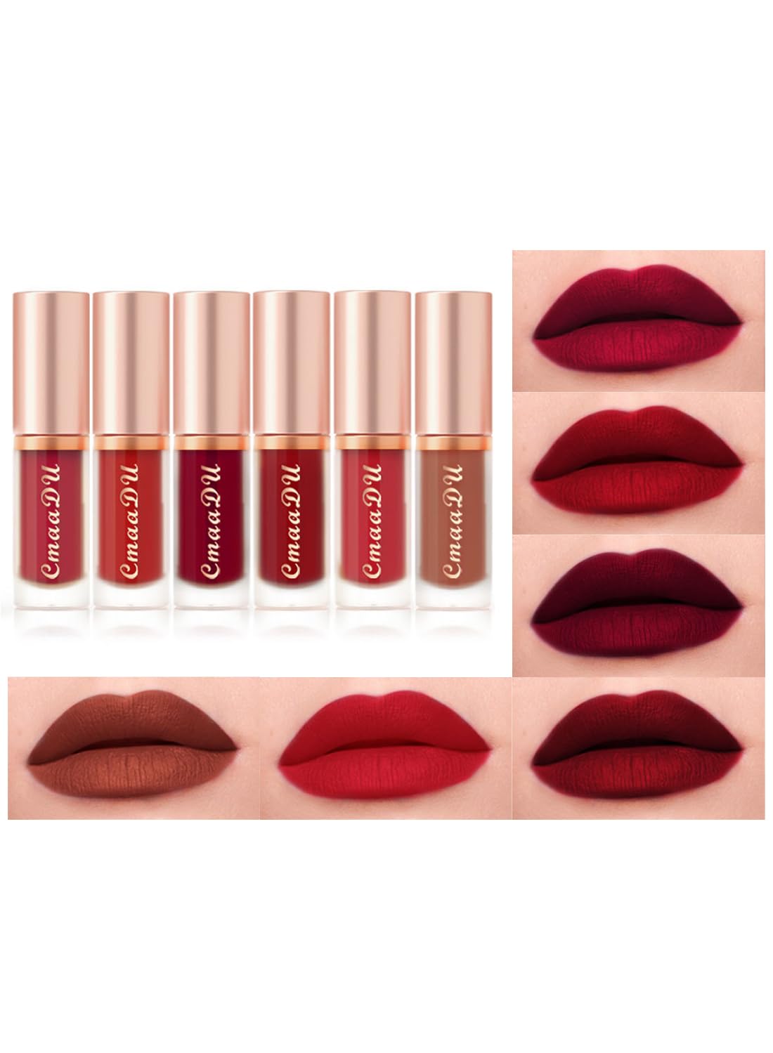 6 Colors Lip Gloss Set, High Pigmented Portable Multi Use Lipstick Liquid Gift Set