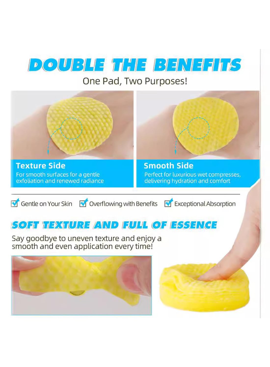 Turmeric Cleansing Pads, Kojic Acid & Turmeric Cleansing Pads, Enhances Skin's Natural Glow, Improves Overall Texture, Helps Balance Skin Oil & Water (60 Pads)
