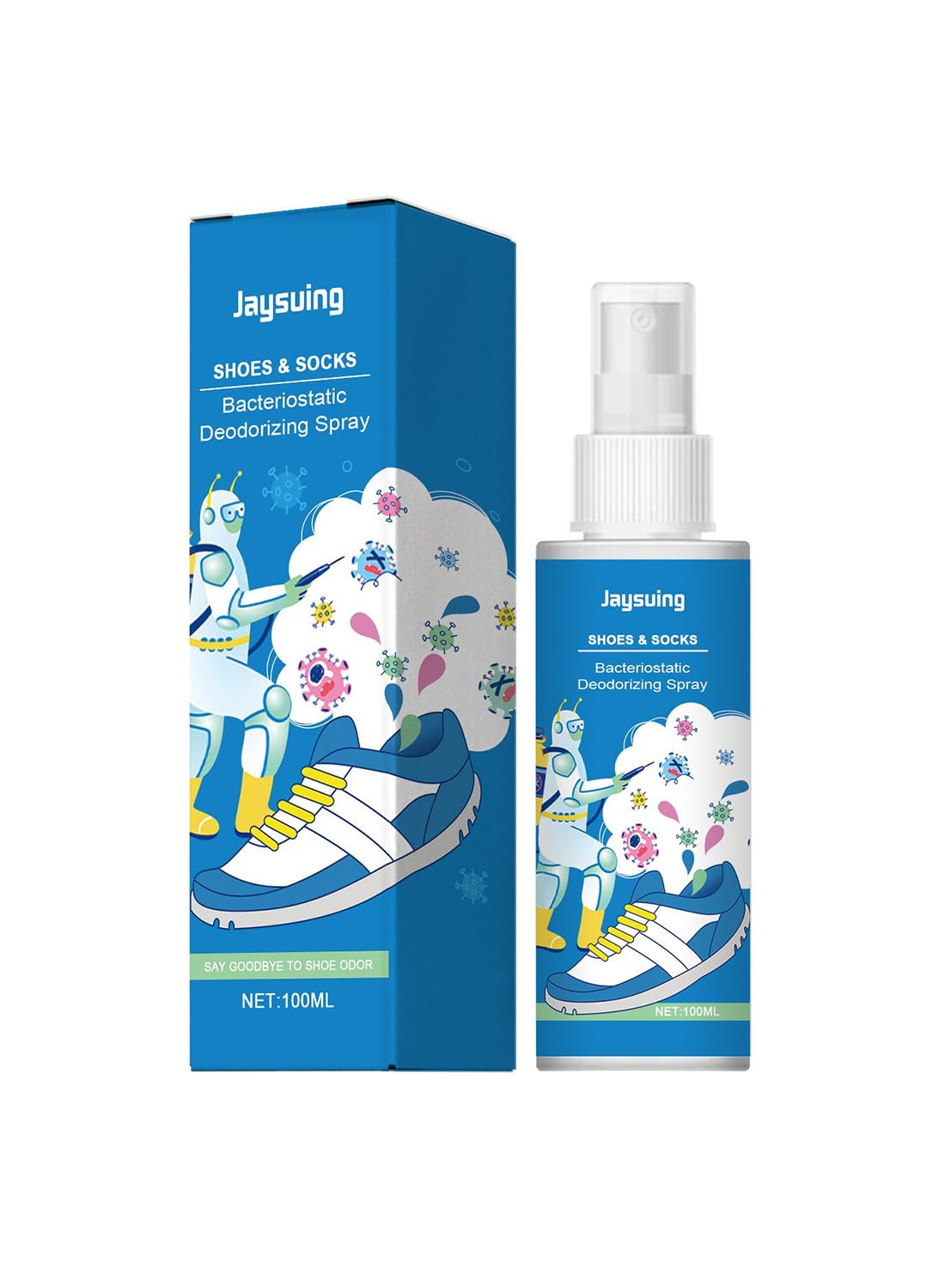 Shoes & Socks Bacteriostatic Deodorizing Spray, Shoe Odor Eliminator Spray 100ml