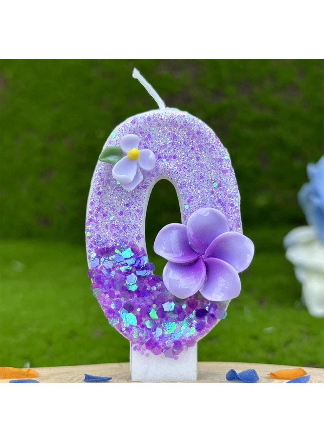 Purple Flower Number Cake Candle
