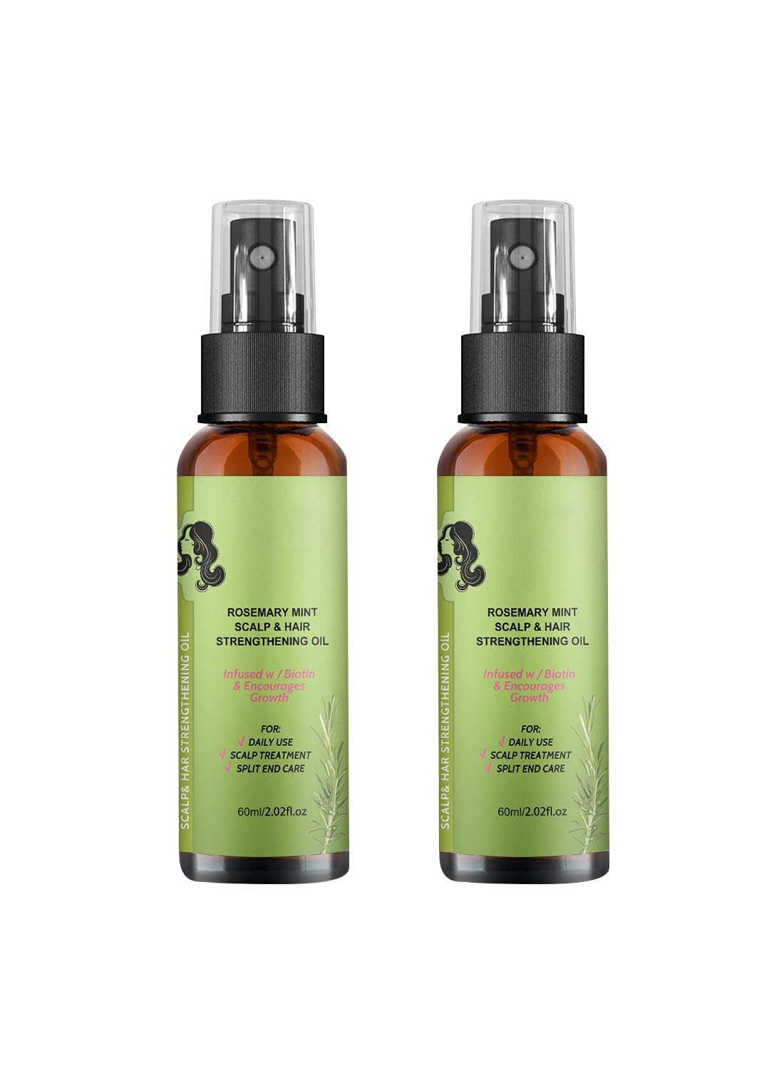 L&Wen 2Pcs Rosemary Mint Scalp & Hair Strengthening Oil Spray Set Hair Growth Oil