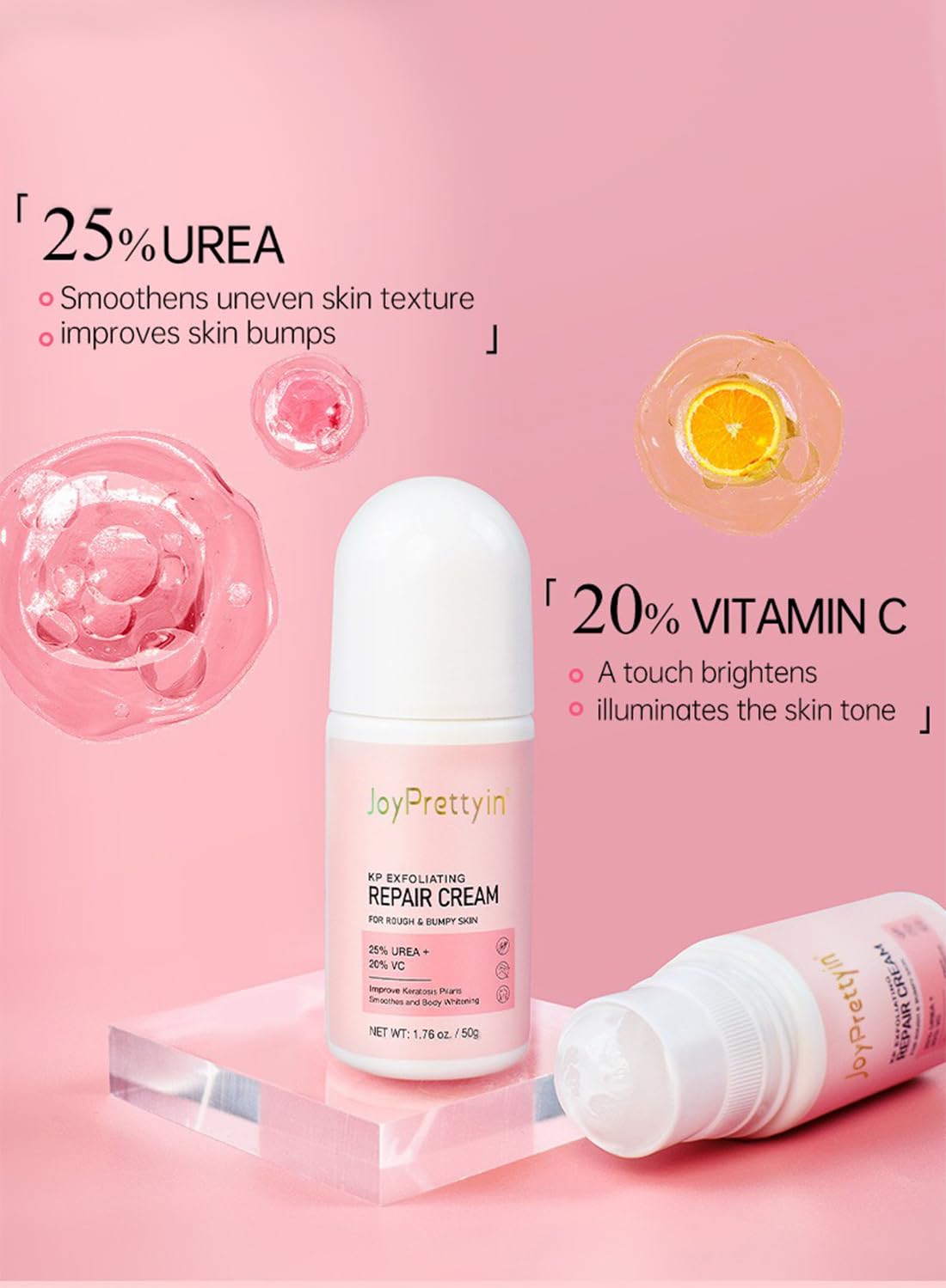 Repair Cream, Exfoliating Treatment for Dry and Rough Skin with Urea & VC
