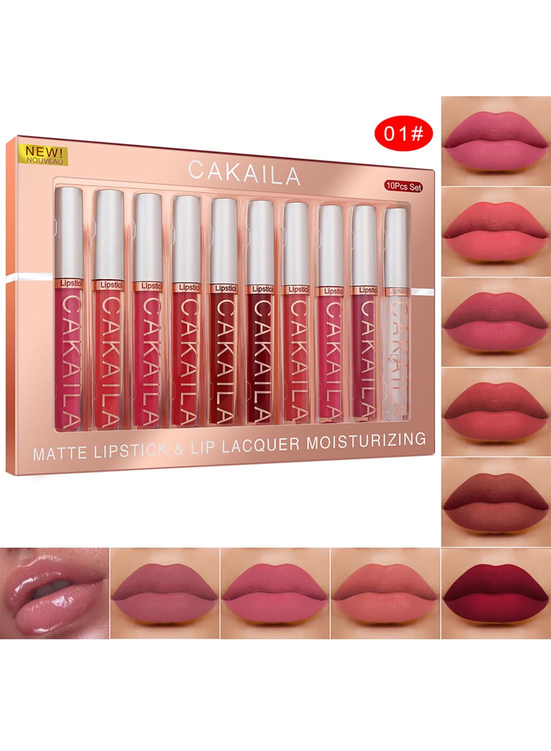 10Pcs Matte Liquid Lipstick Set Contains Smooth Lip Lacquer for Women